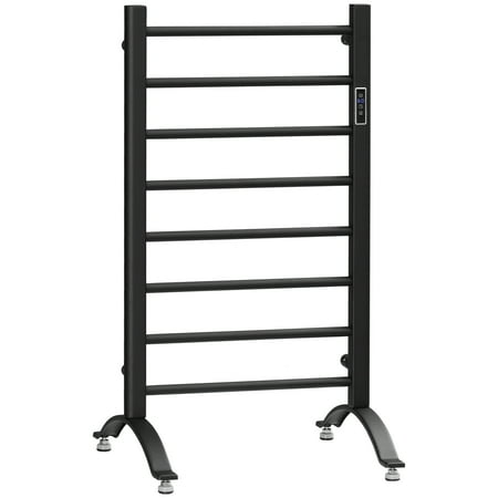 HOMCOM 8-Bar Bathroom Heated Towel Rail with Built-in Timer and Led  Indicators, Wall Mounted u0026 Free Standing Carbon Steel Electric Towel Warmer  Towel Drying Rack, Plug-in, Black | Walmart Canada