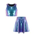 thumbnail image 5 of Haitryli Kids Cheer Outfit Hip Hop Dance Dress Sets 2 Pcs Shiny Skirt And Top Set for Stage Performance Blue 2-6, 5 of 7