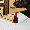 thumbnail image 5 of Manfei Rustic Grizzly Bear Twin Quilt Set, Countryside Cabin Twin Coverlet Set, Dark Brown Red, Black Reversible, 2pcs, 1 Bedspread and 1 Pillowcase, 5 of 7