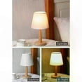 thumbnail image 3 of LED Table Lamp with Wooden Base and Linen Shade, USB Powered, Remote Control Dimmable Night Light for Bedroom or Desk Decor, 3 of 5