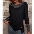 thumbnail image 3 of Sudadera cómoda de manga larga con cuello alto para mujer para invierno otoño oficina negro S, 3 of 6