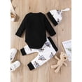 thumbnail image 4 of Elippeo Infant Boys Outfits 3M 6M 9M 12M 18M Koala Print Long Sleeve Crew Neck Romper Elastic Waist Long Pants Hat 3Pcs Clothes Set, 4 of 10