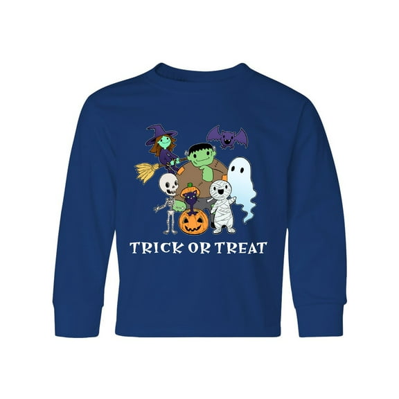 Inktastic Halloween Trick-or-Treat Cute Group of Monsters Long Sleeve Youth T-Shirt