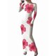 thumbnail image 2 of Vestidos Largos Ajustados con Frunces, de Larga y Estampado Floral para Mujer, para Fiesta, Club y Otoño/. Flor Rosa S, 2 of 8
