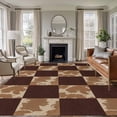 thumbnail image 2 of Area Rug 60×96in, Western Cowboy Style Plaid Floor Carpet Living Room Rug, Retro Geometric Check Non-Slip Welcome Mat Indoor Rugs for Bedroom Dining Room, 2 of 9