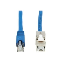 Eaton Tripp Lite Series Cat6 Keystone Jack Cable Assembly - Unshielded, PoE , RJ45 M/F, 18 in., Blue - Network extension cable - RJ-45 (M) to RJ-45 (F) - 1.5 ft - UTP - CAT 6 - IEEE 802.3af - keystone jack - blue