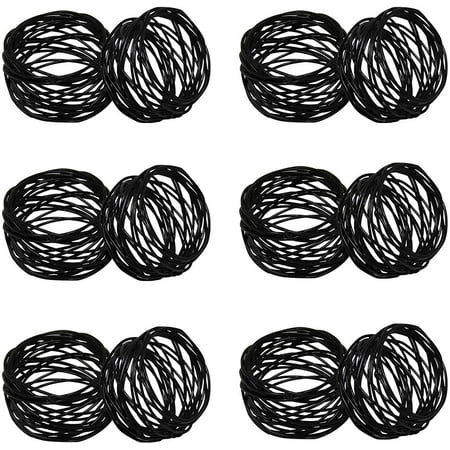 

Handmade Decorations Black Napkin Rings Set of 12 Metal Mesh for Weddings Dinner Parties or Every Day Use (Black 12)