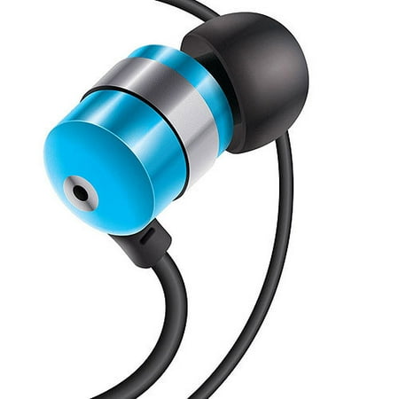 07 Isolation Earbud - GOgroove audiOHM Earbud Stereo Headphones with Noise Isolation and Included Velvet Carrying Bag, Blue