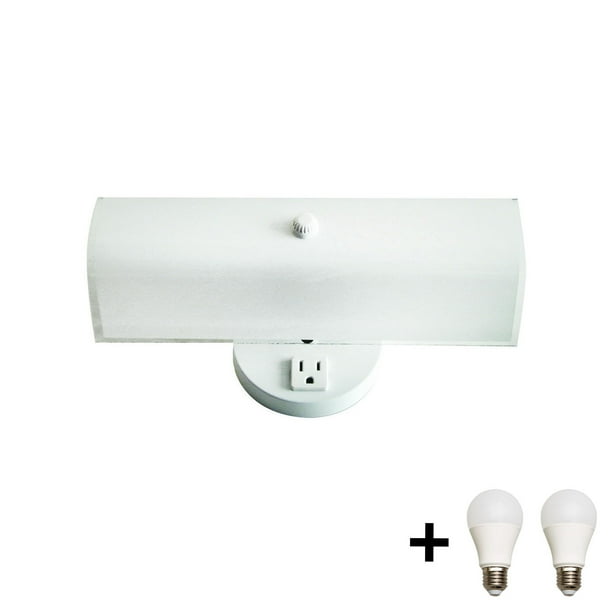 Bennington 2 Bulb Bath Vanity Light Wall Mount Fixture With Plug In Receptacle White Bulbs Walmart Com Walmart Com
