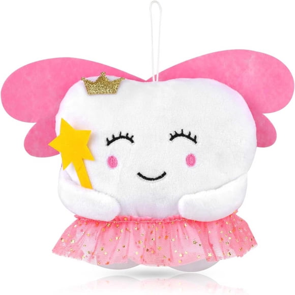 Tooth Fairy Pillow with Pocket Embroidered Tooth Fairy Doll for Girls Boys - Small Tooth Bag for First Lost Tooth Cute Pillow Cover for Cozy Sleep