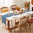 thumbnail image 4 of Table Runner 120 Inches Long, Vintage Blue Decorative Table Runner for Party Wedding Home Decor, Pure Color Linen Texture Simple Art Dresser Scarves for Bedroom Kitchen Tables Decor 13x120 Inch, 4 of 9