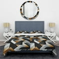 thumbnail image 3 of Designart "Dimensional Black and Gold Marble Mosaic II" Geometric Bedding Covert Set - Modern & Contemporary Bed Set With 1 Sham, 3 of 5