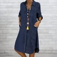 thumbnail image 4 of Vestido camisero con solapa para mujer vestido elegante de mezclilla desgastado vestido camisero de verano, 4 of 6