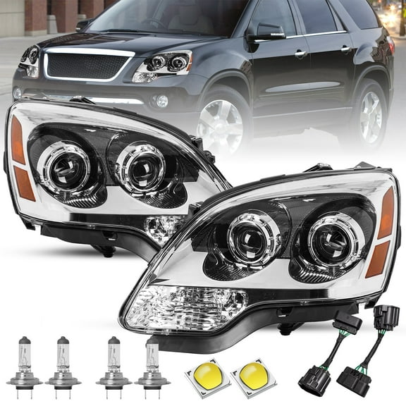 From HID Wiring To HALOGEN For 2007-2012 GMC Acadia Factory Headlights L R 4PCS