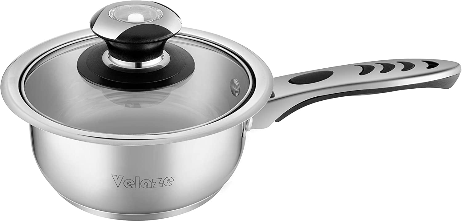 Velaze 14-Piece Stainless Steel Cookware Set Pot and Pan Sets with Saucepan  Casserole Casserole Pan with Glass Lid VLZ-GA-14 - The Home Depot