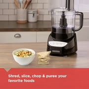 BLACK+DECKER Food Processor and Vegetable Chopper, 8-Cup Capacity, 450W, Stainless Steel Blades, Grate, Shred, Slice, Mince, Puree, Black, FP4100B