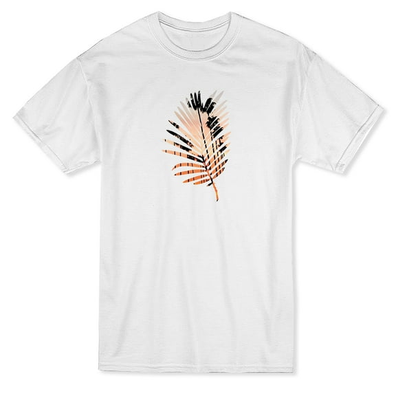 Palm Branch Sunset Pattern Design Men White T-Shirt, Male x-Large