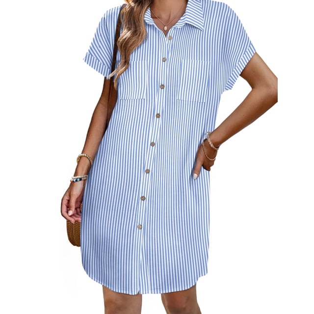 Vestido Zeagoo Linen Shift de manga corta de verano para mujer