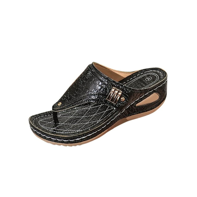 VEKDONE Sandales à Enfiler pour Femmes Mode Décontractée Été Nouvelles Sandales à Bout Ouvert Rétro Couleur Unie Talon Compensé une Ligne