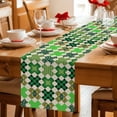 thumbnail image 5 of Saint Patrick's Day Table Runner 90 Inches, Vintage Green Plaid Lucky Clovers Bed Runner Dresser Scarves Tabletop for Indoor Outdoor Parties/Ceremony/Banquet, 13" x 90", 5 of 8