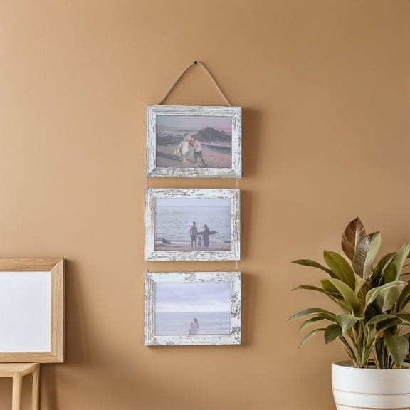 Phenofice Rustic Wall Collage Picture Frames with Rope and Glass Cover for Home Display