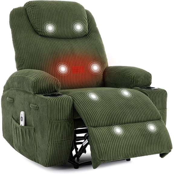 Massage Rocker Recliner Chair with Heat and Vibration Ergonomic Rocking Lounge Chair for Living Room Comfy,with Dual Cup Holders