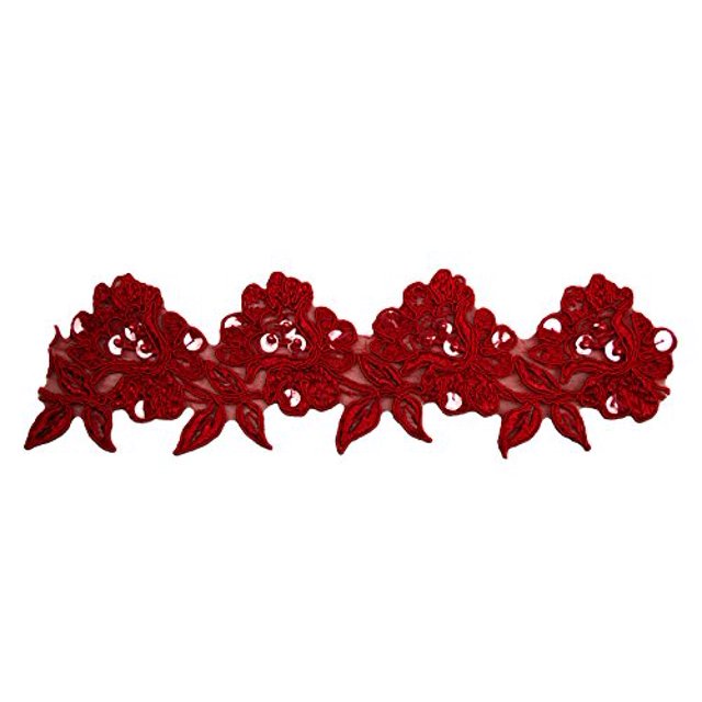 Altotux 3,5 Po Rouge, Bleu Royal, Bourgogne, Vert Broderie Perlée Bordure en Dentelle (Rouge)