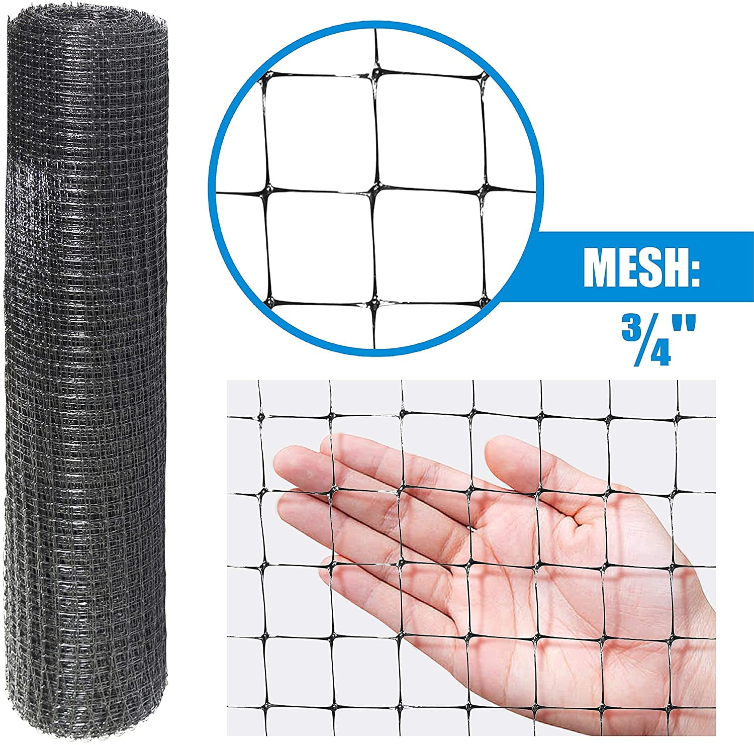 Fencer Wire 7 ft. x 100 ft. Garden & Plant Protective Netting with 3/4" Mesh, Reusable & Doesn't Tangle, Protection Against Bird, Deer and Other Animals, Multiple Choices Available