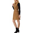 thumbnail image 4 of INSPIRE CHIC Women's Faux Suede Dress Turn Down Collar Tie Waist Sleeveless Button Down Mini Dress Brown M, 4 of 5
