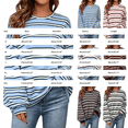 thumbnail image 4 of Womens Oversized Striped Long Sleeve Shirts Fall Tops 2026 Basic Tees Crewneck Fitness Clothing,Y2k Streetwear,Workout Gym Athletic,Plus Size Fashion,Winter Outfits,Cute Sweatshirts Sky Blue S, 4 of 5