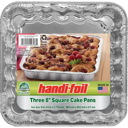 Handi-Foil Aluminum Foil 8" Square Cake Pan, 3 Pans