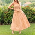 thumbnail image 5 of KDDYLITQ 2 Piece Sets for Women Summer Plaid Sleeveless Ruffle Hem Tops Flowy Skirts Matching Casual Outfits with Pockets Orange XL, 5 of 7