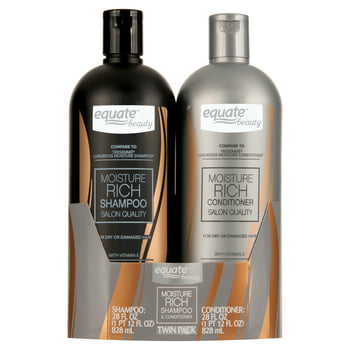 Equate Beauty Moisture Rich Shine Enhancing Daily Shampoo & Conditioner with  E, Full Size Set - 2 Piece