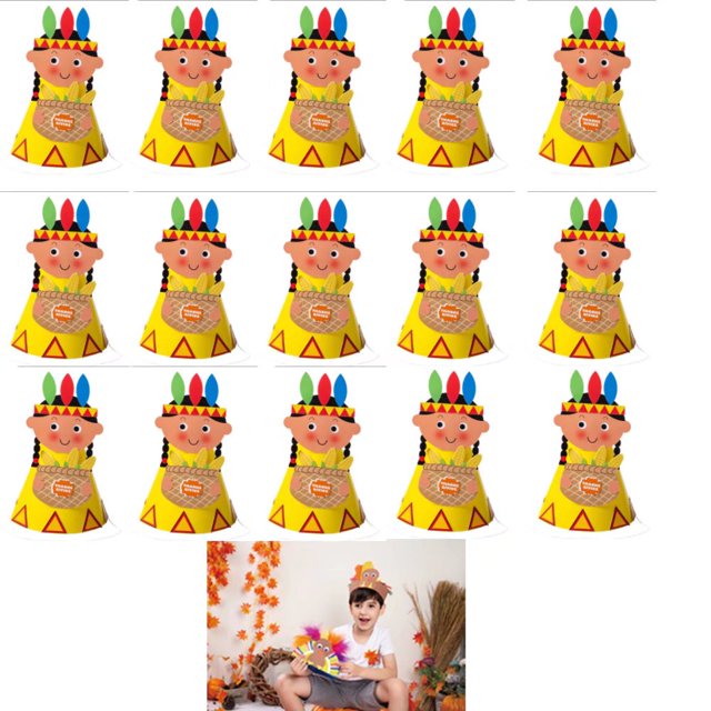 Acción de Gracias hecho a mano diy sombrero de pavo anillo para la cabeza diadema vestir suministros de actividades de rendimiento regalo paquete de material casero accesorio de fiesta 15 piezas (006) oso de fresa Electrónica