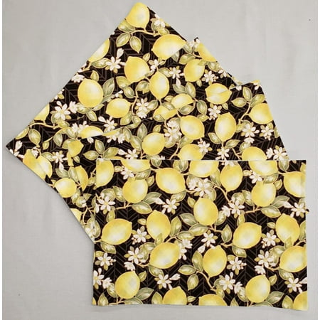 

Lemon Blossoms Placemats by Penny s Needful Things (Wave - Set of 2) (Canvas Hunter Green)