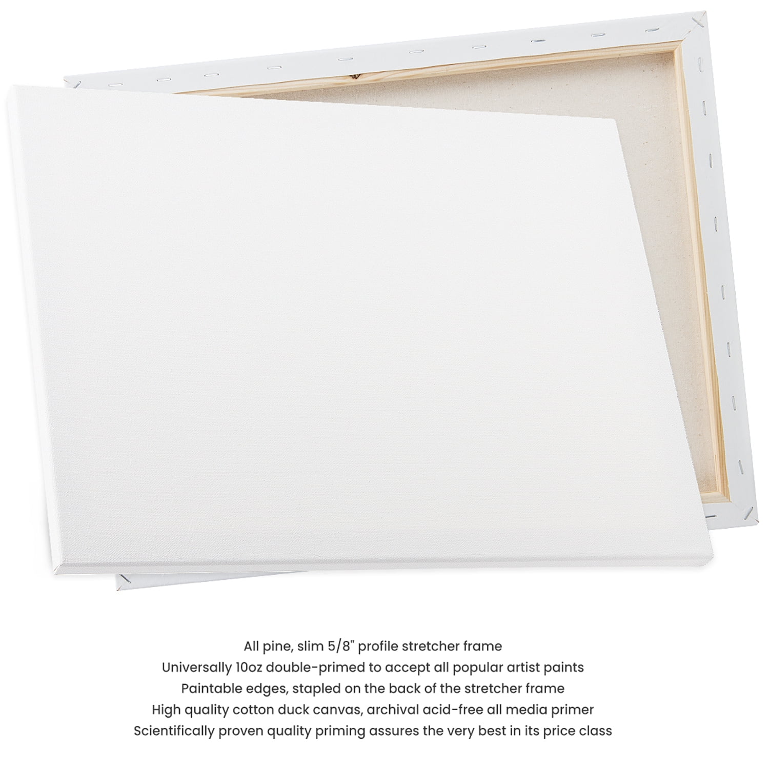 Creative Inspirations Stretched Canvas Packs - Multipack Low Cost Stretched Canvas for Artists, Painting, Professionals, & More! - [50 Pack - 8x8"]