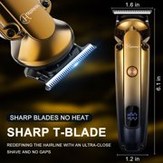 Hatteker 7-in-1 Men's Grooming Kit, Hair Clipper, Beard Trmmer, Cordless Waterproof Trimmer with Nose Ear Trimmer, Gold