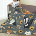 thumbnail image 3 of LNWH Cartoon Fox Owl Hedgehog Tree Pattern Throw Blanket, Flannel Sofa Blankets for All Seasons, 40"x30", 3 of 8