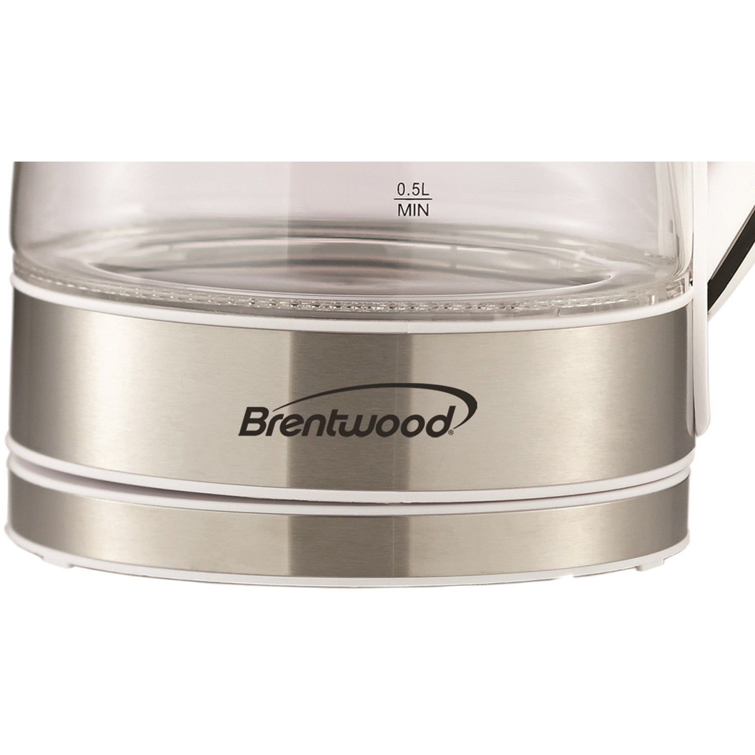 Brentwood 1,100-Watt 1.8-Qt. 7-Cup Cordless Tempered-Glass Electric Kettle with Auto Shut-off, White