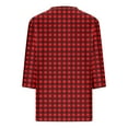 thumbnail image 4 of Qulqfy Women Tops Spring Gingham Plus Size 3/4 Sleeve Shirts V Neck Fall Dressy Casual Plaid Tops Womens Blouses L, 4 of 5