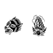 Inkbox Temporary Tattoos, Boat and Dog, Water-Resistant, Perfect for Any Occasion, Black, 2 Pack