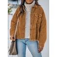 thumbnail image 4 of Asyoly Womens Corduroy Shacket Jacket Button Down Long Sleeve Solid Color Casual Keep Warm Coats Outwear With Pockets, 4 of 7