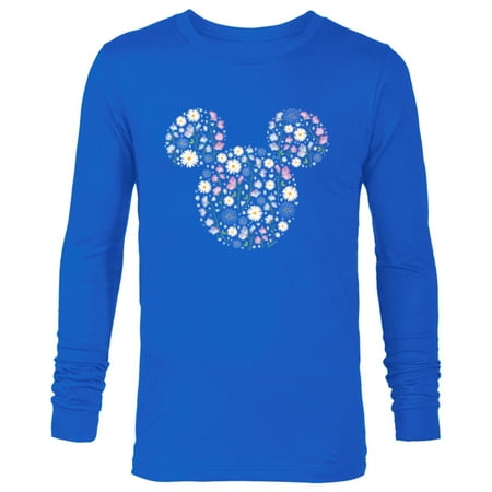 Disney Mickey Mouse April Birth Month Birthstone & Flowers - Long Sleeve T-Shirt for Men - Customized-Navy