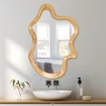 thumbnail image 5 of ARGUST irregular wall mirror with natural wood frame - 33.46" x 22.24" asymmetrical mirror for clear reflection, easy to hang, unique decor, 5 of 11