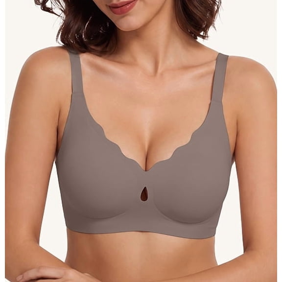 Qylux Wireless Bras for Women No Underwire Push Up Bras Seamless Full Coverage Comfort Lift Support Soft Everyday bra,Grey
