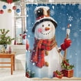 thumbnail image 6 of Christmas Shower Curtains for Bathroom, Xmas Snowman Lights Snowflakes Red Blue Waterproof Fabric Shower Curtain for Bathroom Bathtub Decoration, Machine Washable, 36"x72", 6 of 9