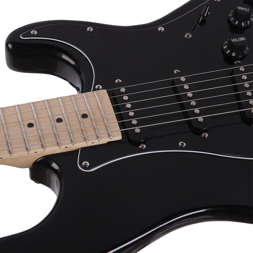 Glarry 22 Frets Basswood Beginner Electric Guitar with Accessories, Black