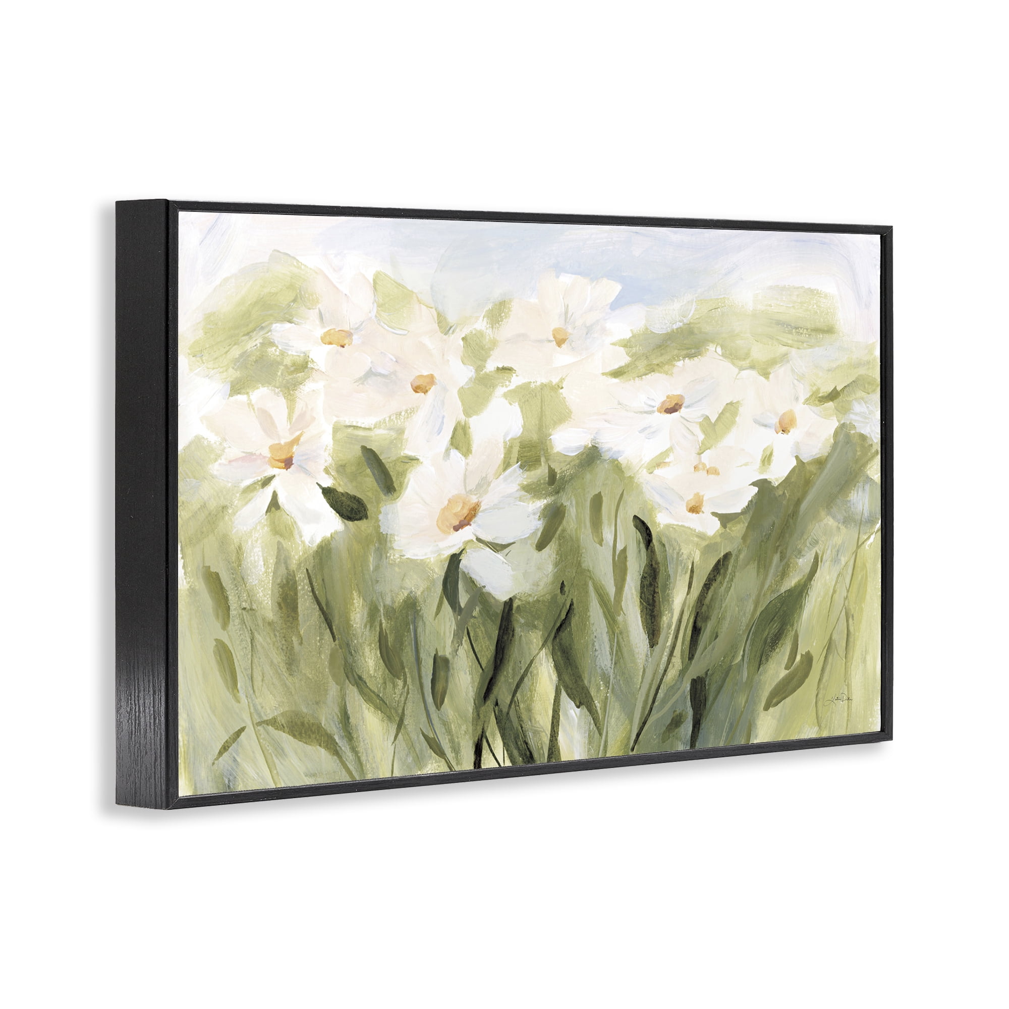 Stupell Industries Daisy Meadow View Botanical & Floral Painting Black Framed Art Print Wall Art, 24 x 16