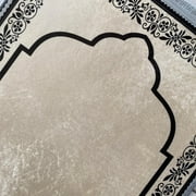 Foam Padded Prayer Mat, Muslim Prayer Rug, Anti-Slip Designer Sejadah 801 Beige 66x113 cm