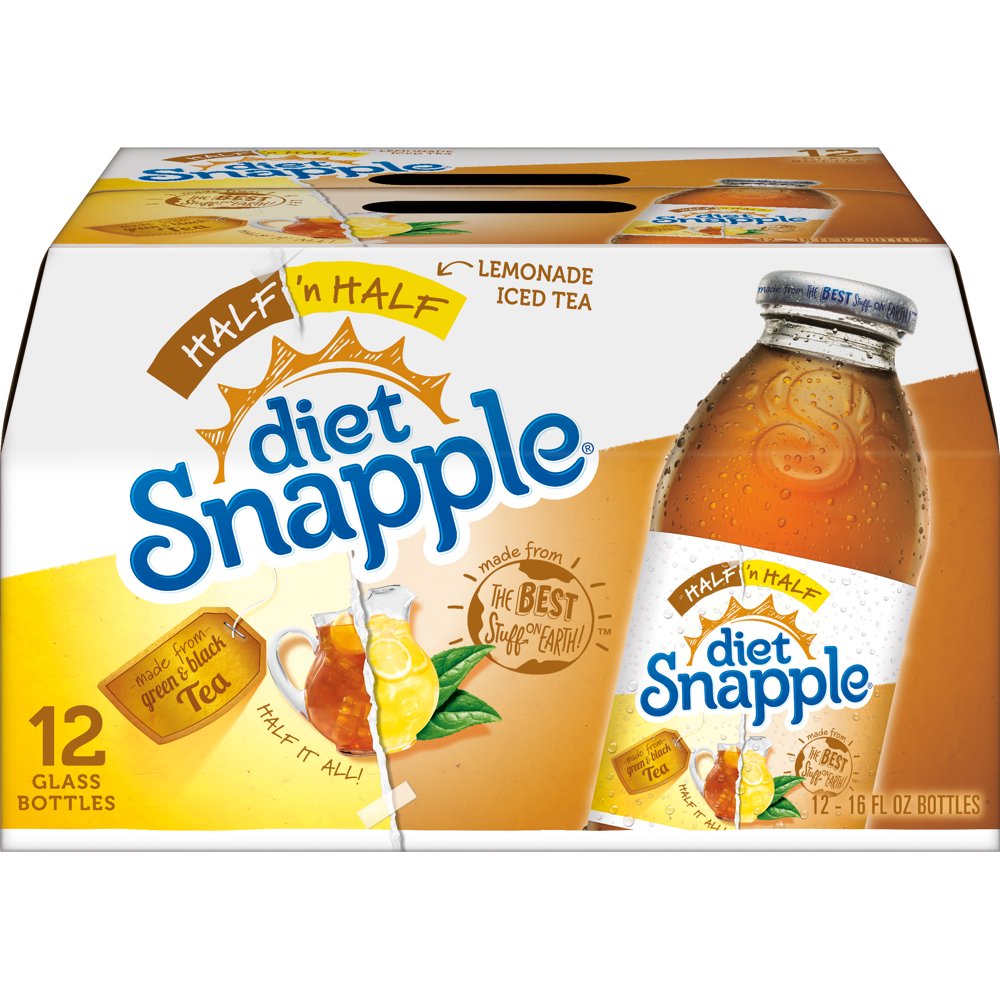 Diet Snapple Half 'n Half, 16 fl oz glass bottles, 12 pack Walmart